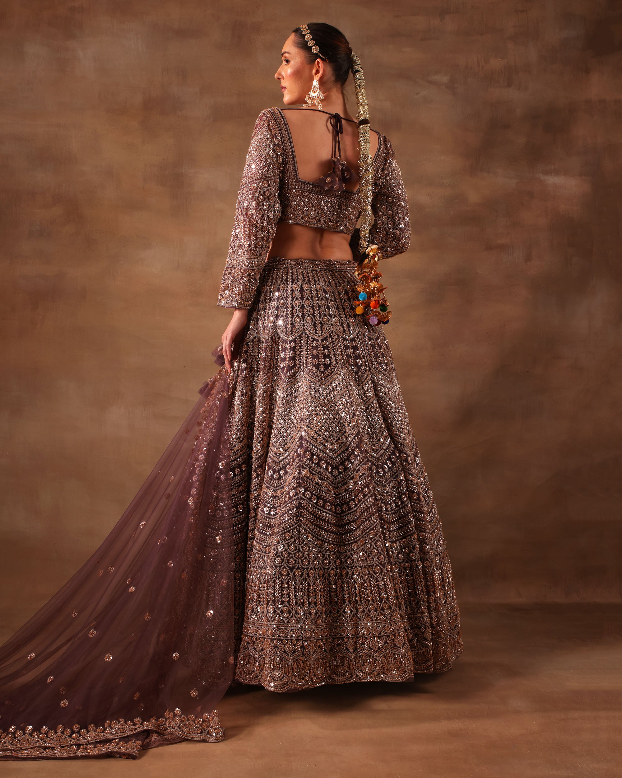 Wine Embellished Formal Lehenga Set