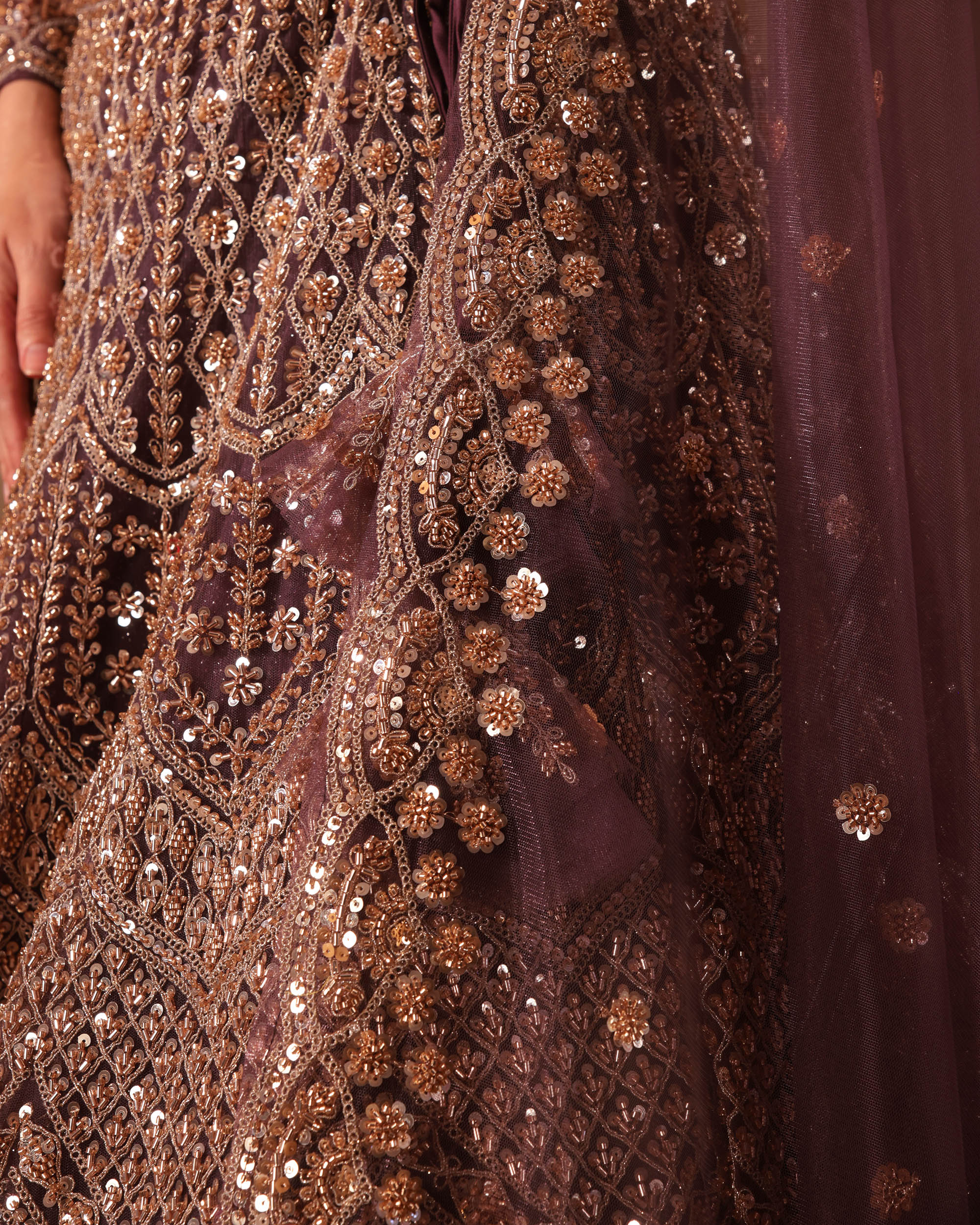 Wine Embellished Formal Lehenga Set