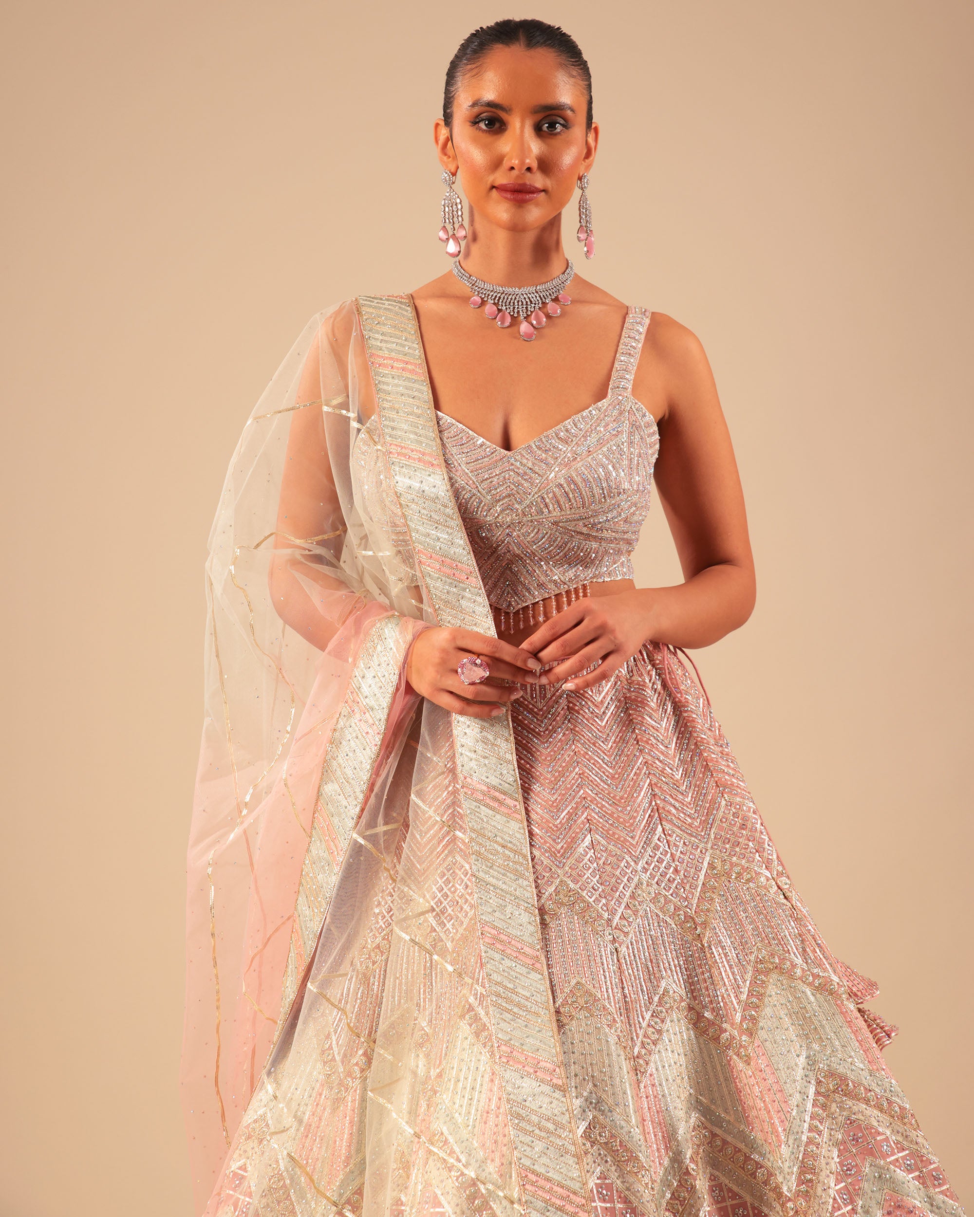 Pastel Multitone Sequin Embroidered Lehenga Set