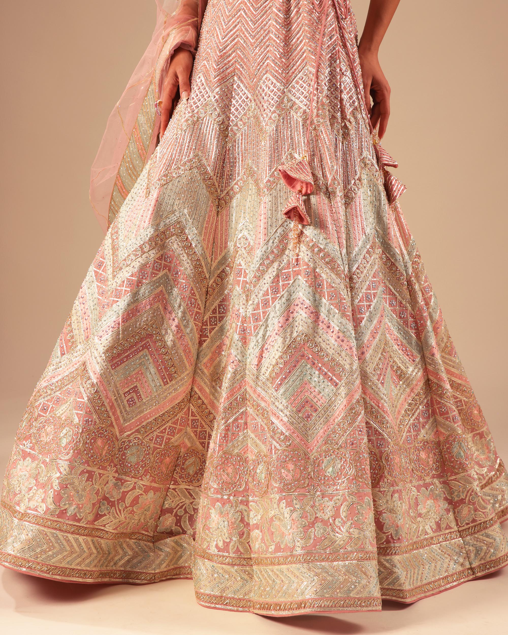 Pastel Multitone Sequin Embroidered Lehenga Set