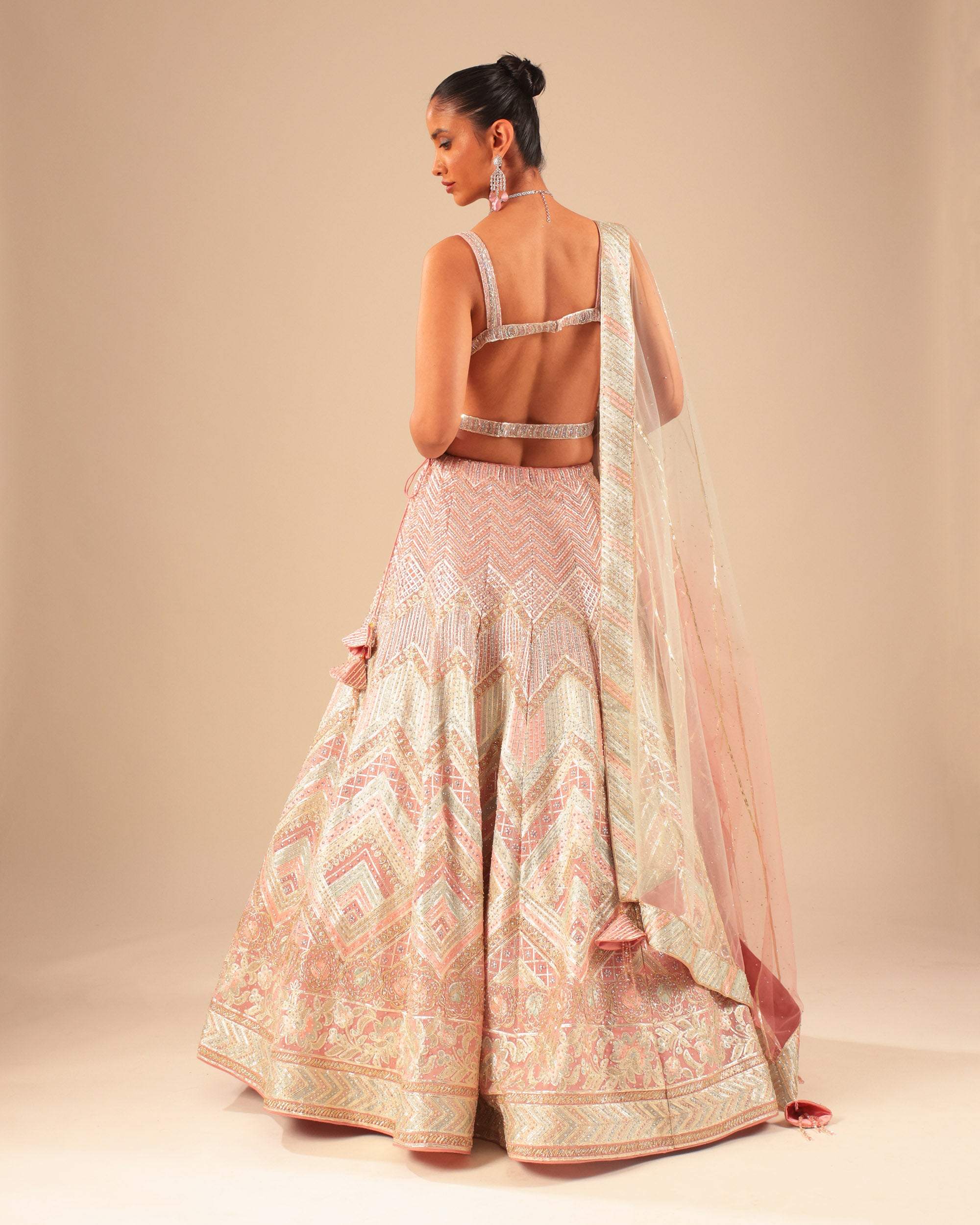 Pastel Multitone Sequin Embroidered Lehenga Set