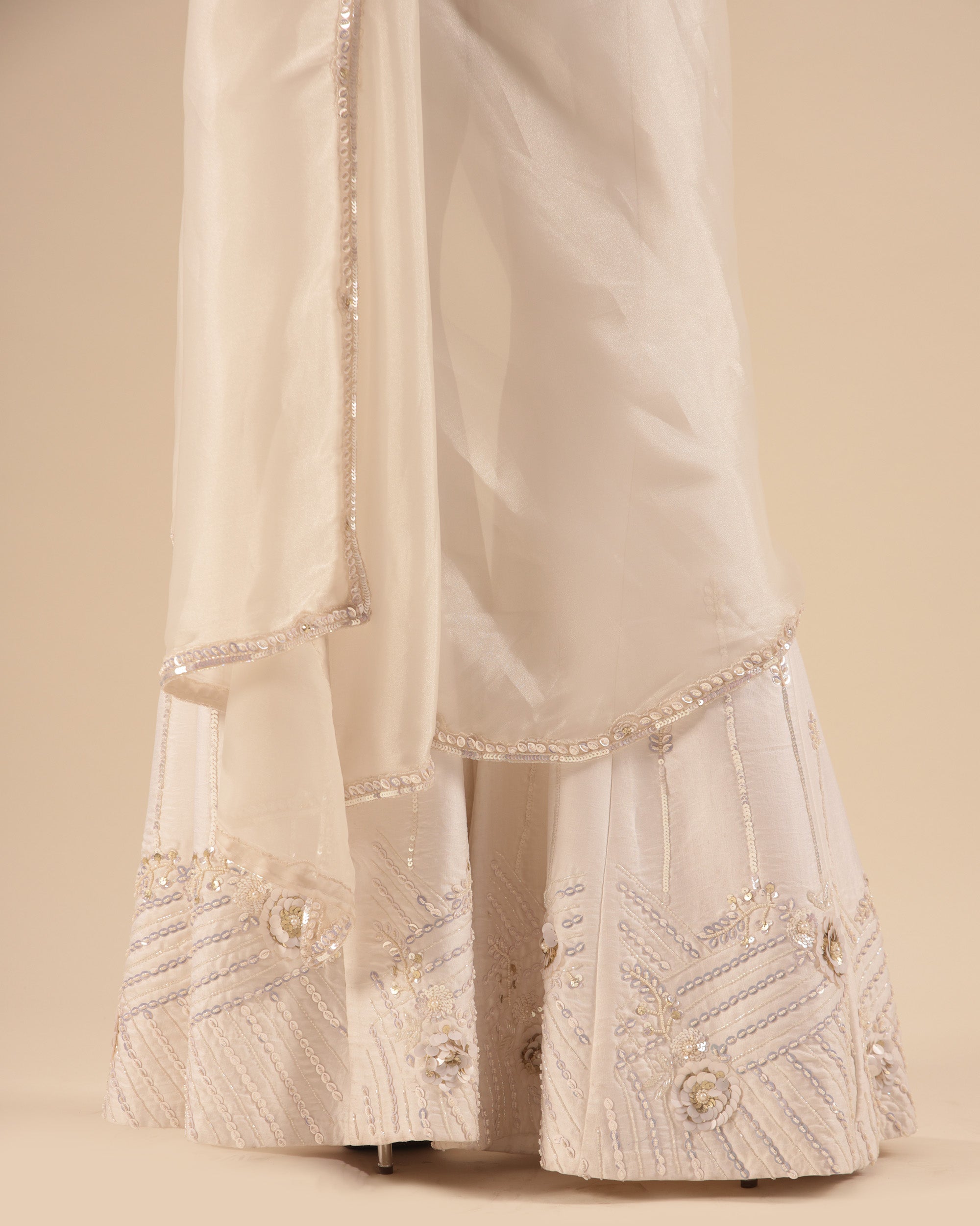 Ivory Embellished Drape Sharara Set