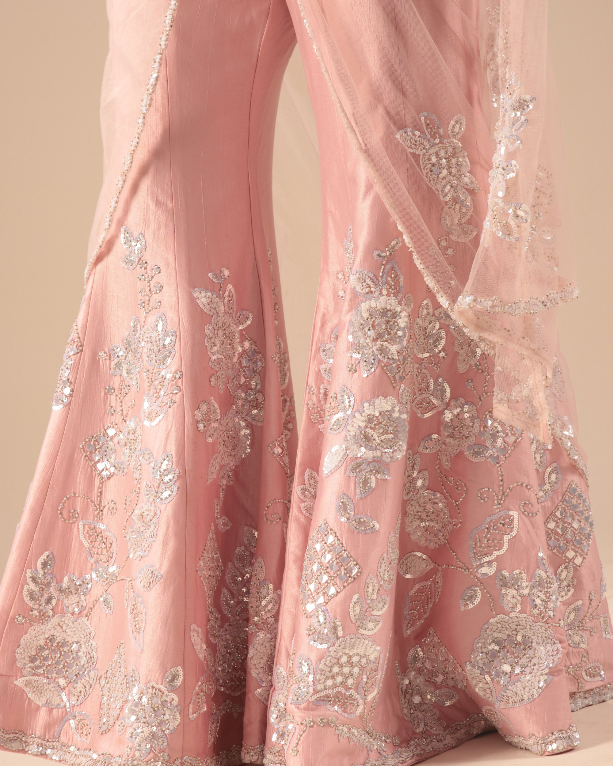 Baby Pink Embroidered Sharara Set with Dupatta