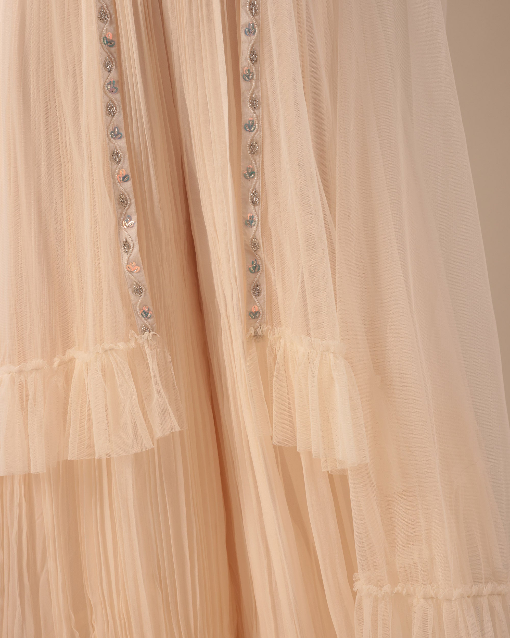 Off-White Cape Sharara Set with Embroidered Bustier
