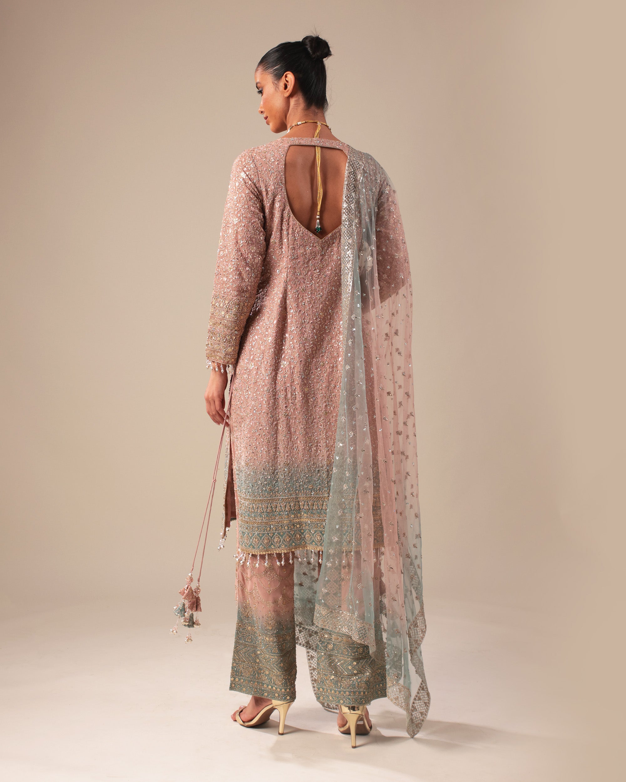 Pastel Pink & Mint Embellished Salwar Suit Set