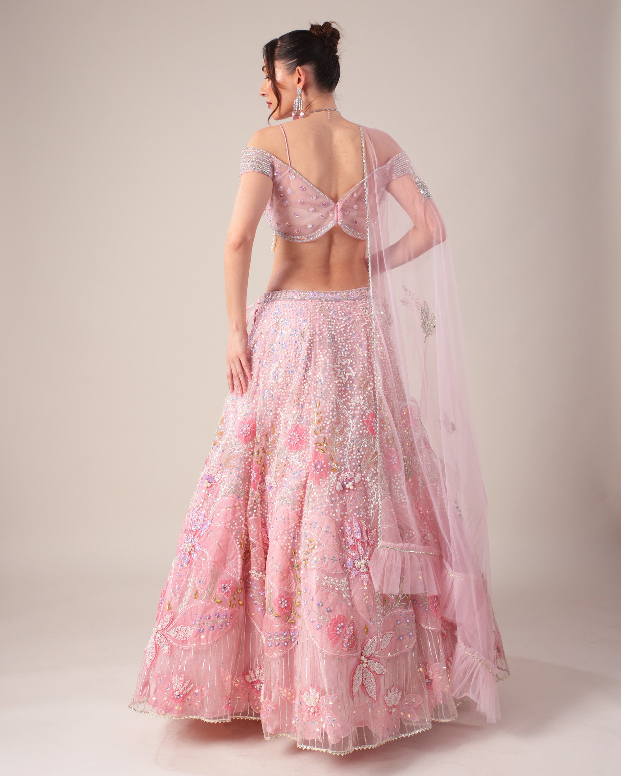 Pastel Pink Butterfly Embellished Lehenga Set