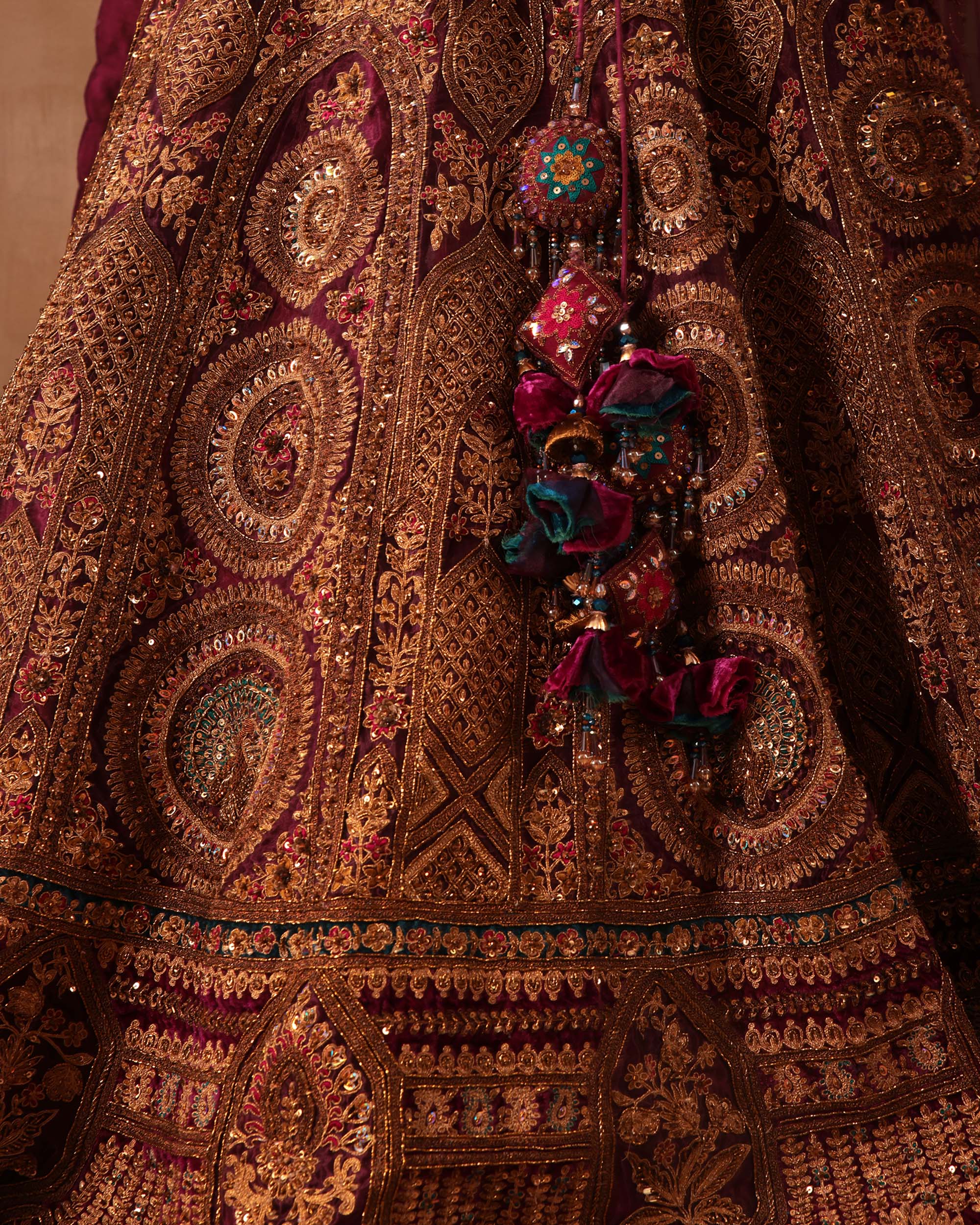 Maroon Heavily Embroidered Bridal Lehenga Set