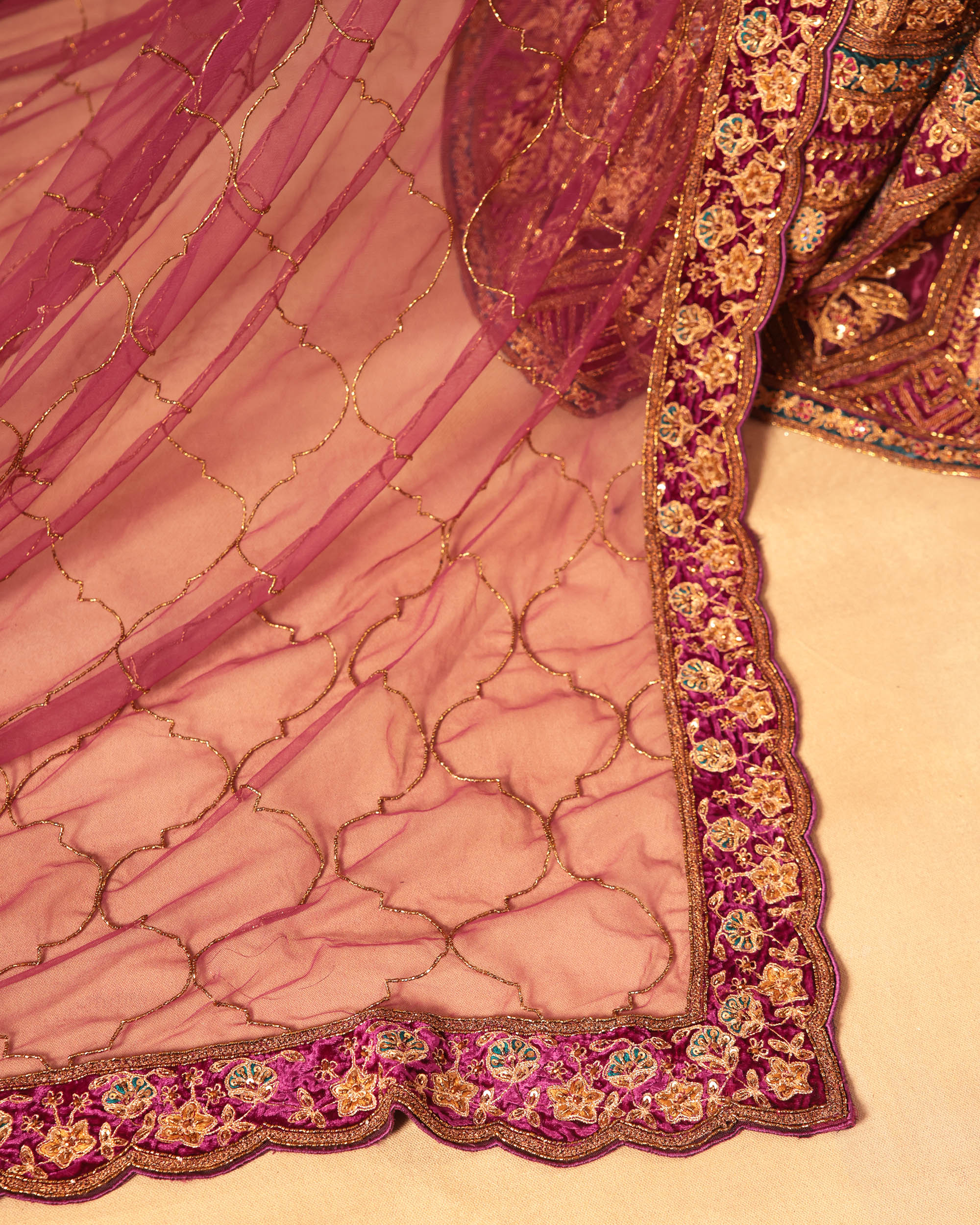 Maroon Heavily Embroidered Bridal Lehenga Set
