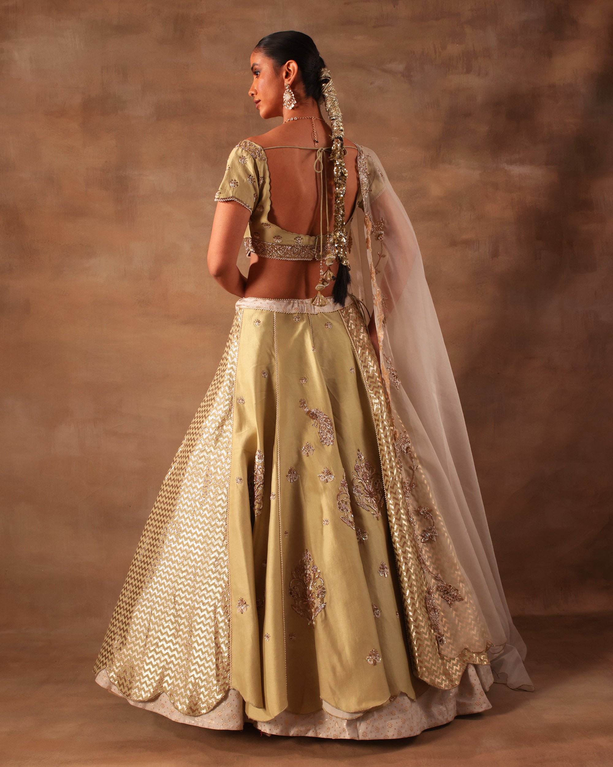Lime Green Brocade & Embroidered Formal Lehenga Set