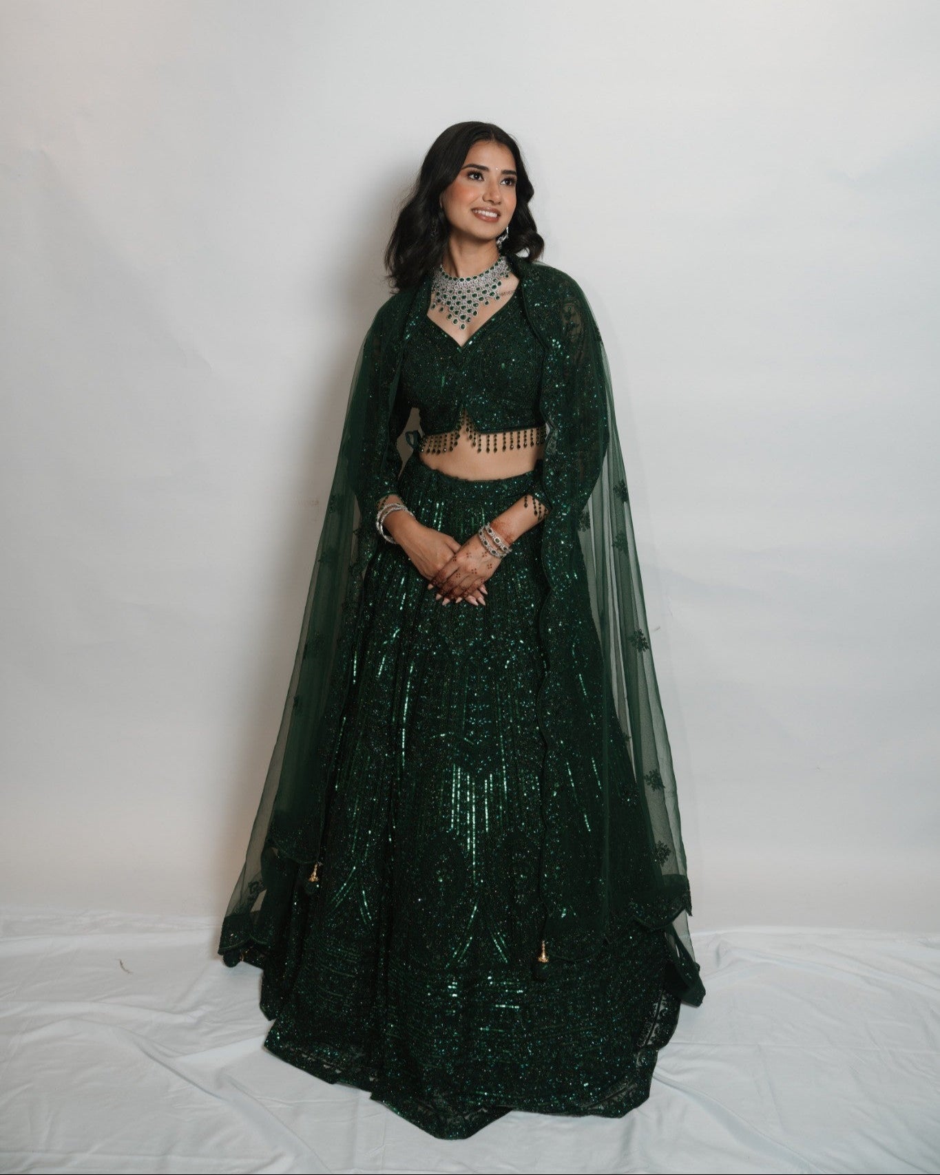 Emerald Enchantress Sequin Lehenga Set