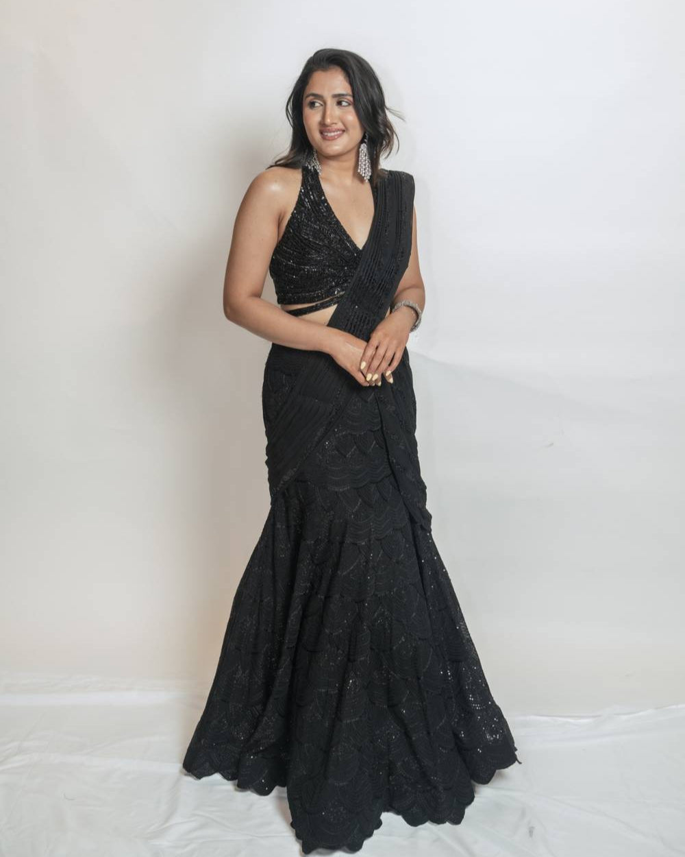 Black sequin lehenga set