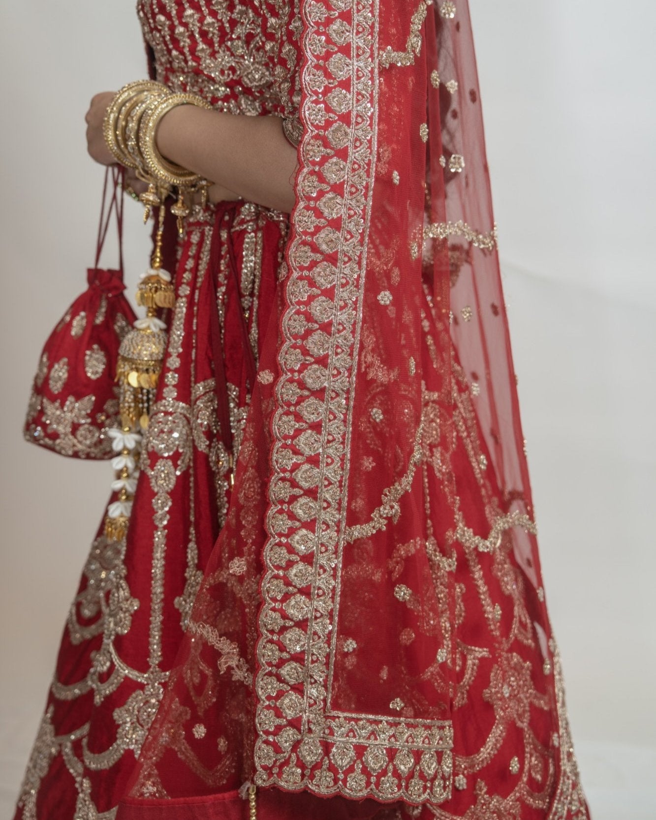 Red Handcrafted Bridal Lehenga