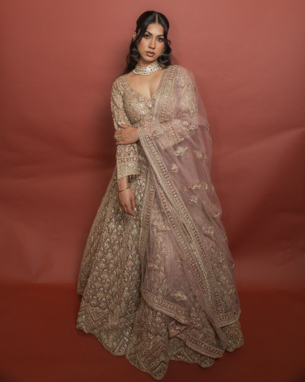 Regal Blush Pink Bridal Lehenga Set – Handcrafted Elegance