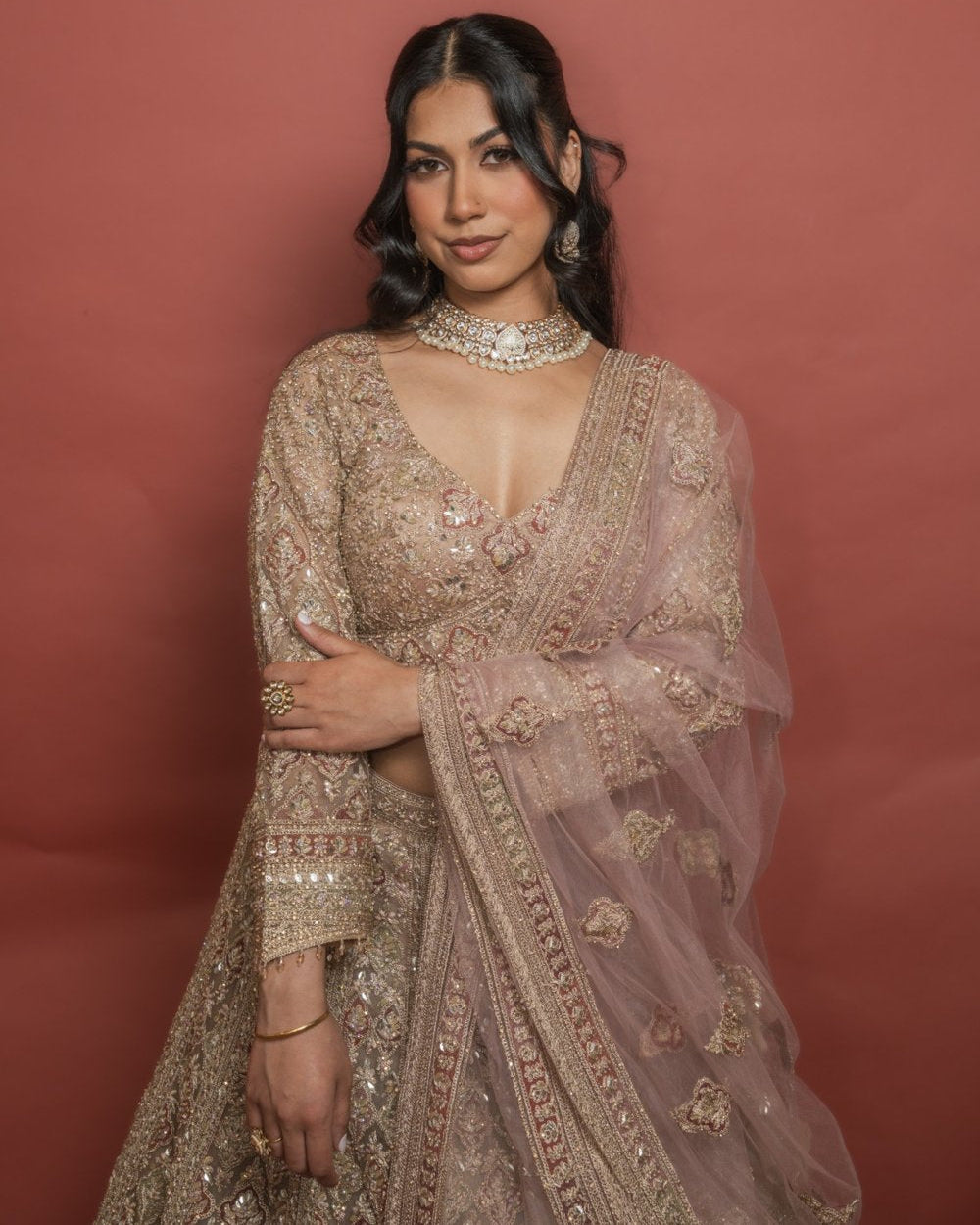 Regal Blush Pink Bridal Lehenga Set – Handcrafted Elegance