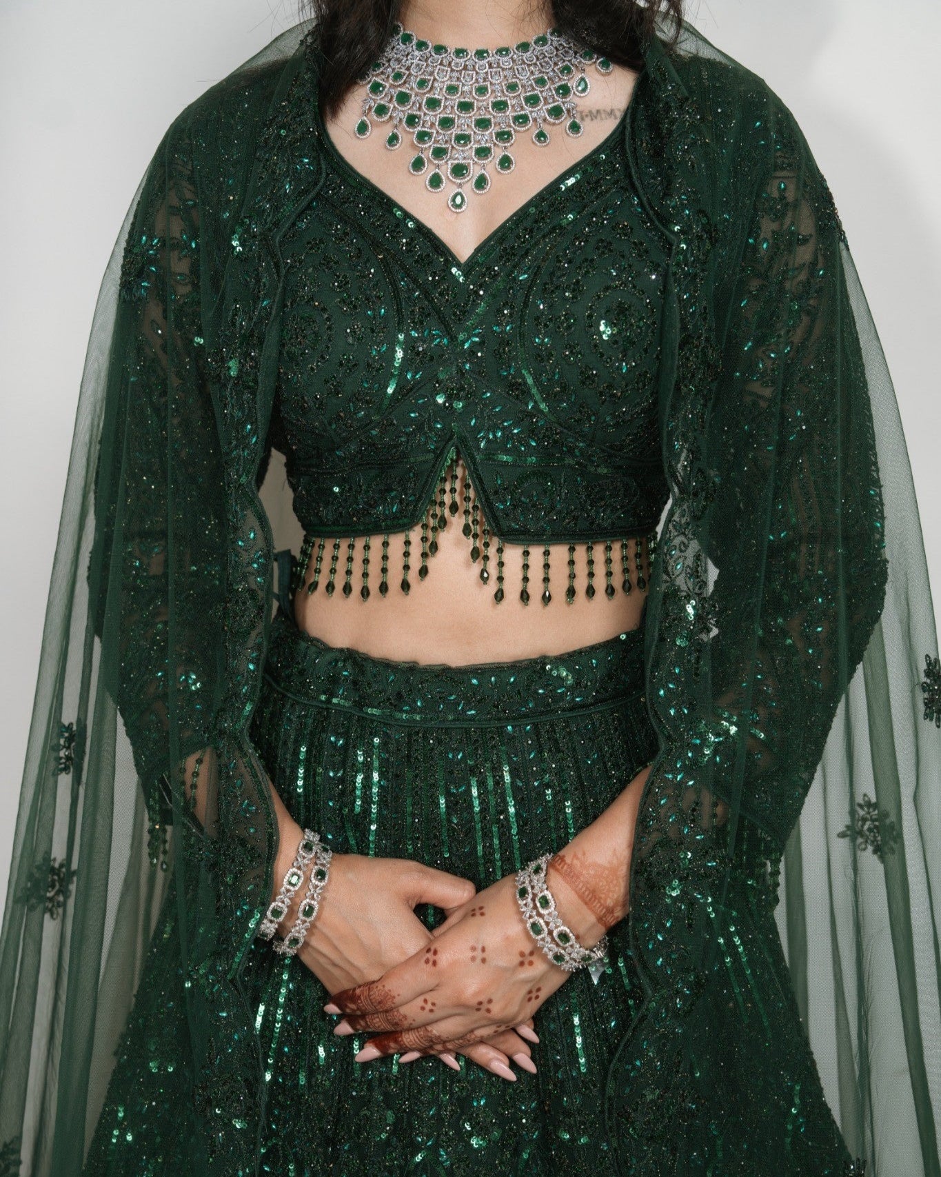Emerald Enchantress Sequin Lehenga Set