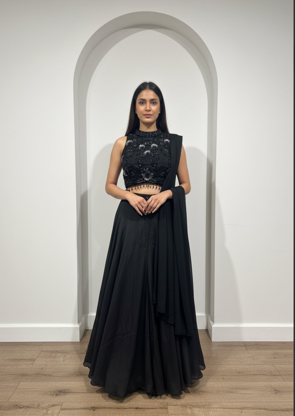 Indo western halter neck sharara set