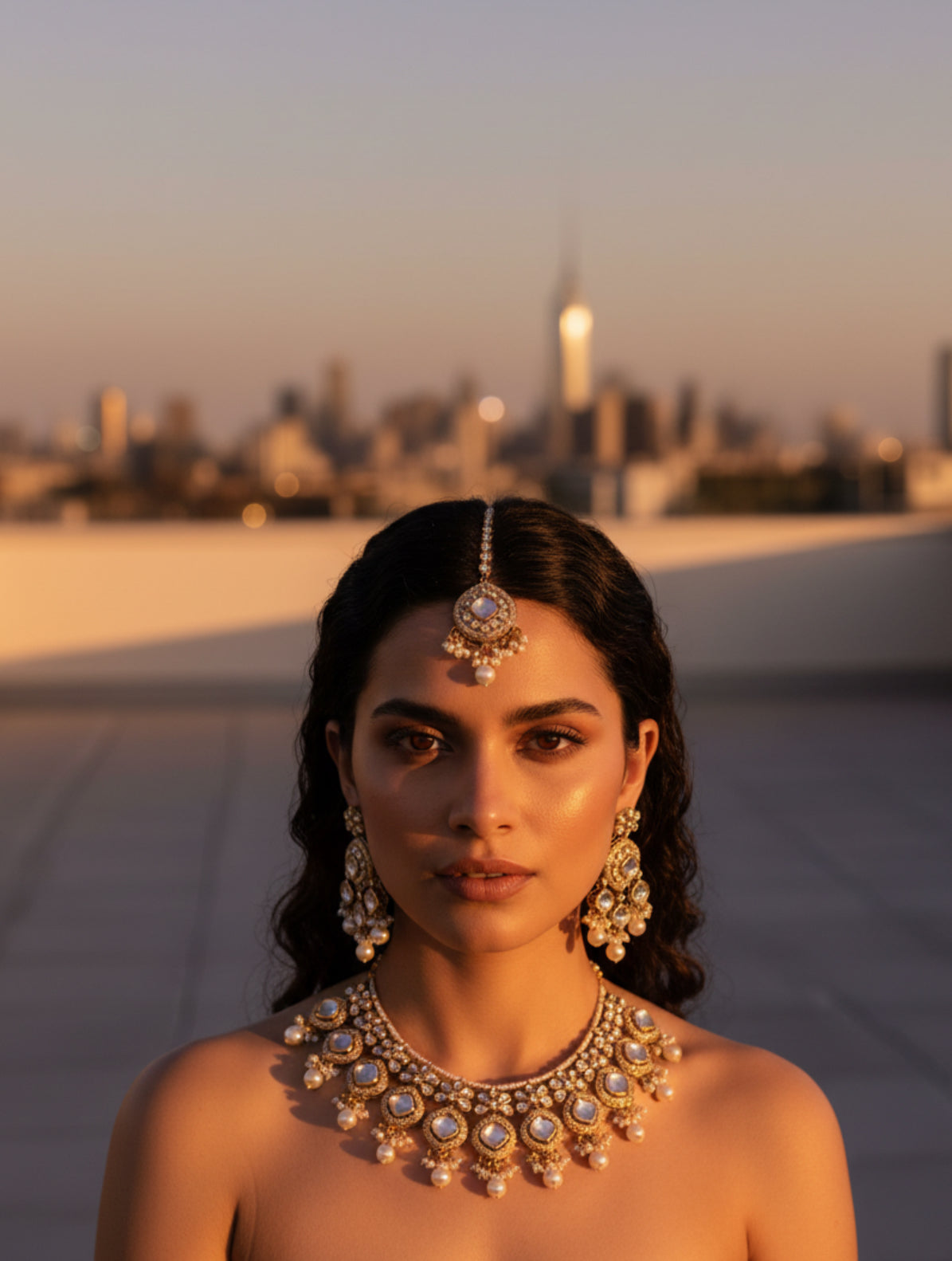 Gold and Pearl Kundan Bridal Jewelry Set