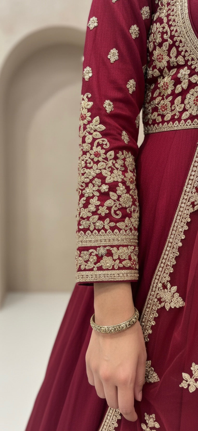 Anarkali with Golden Embroidery