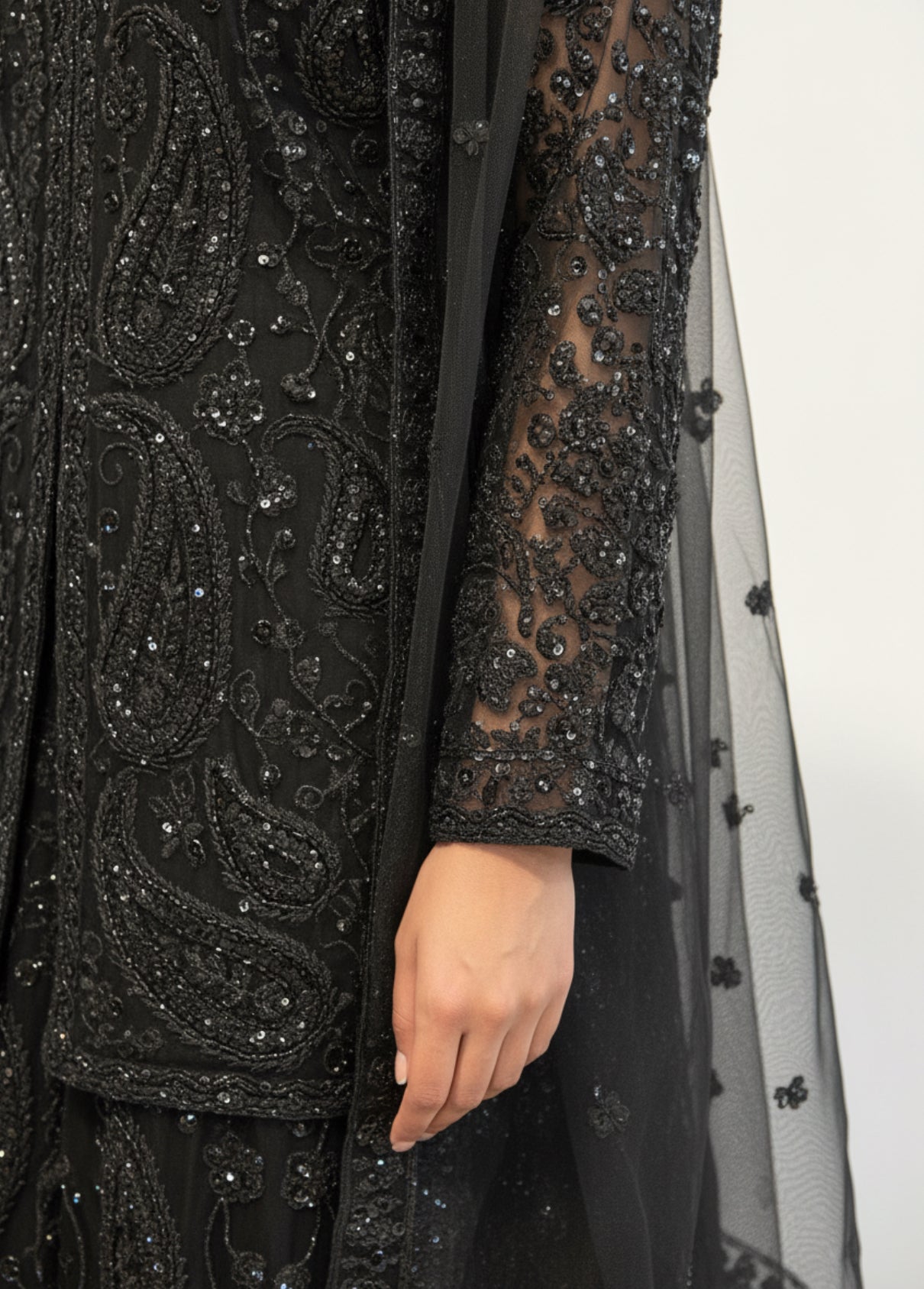 Black Embroidered Sharara Set with Dupatta