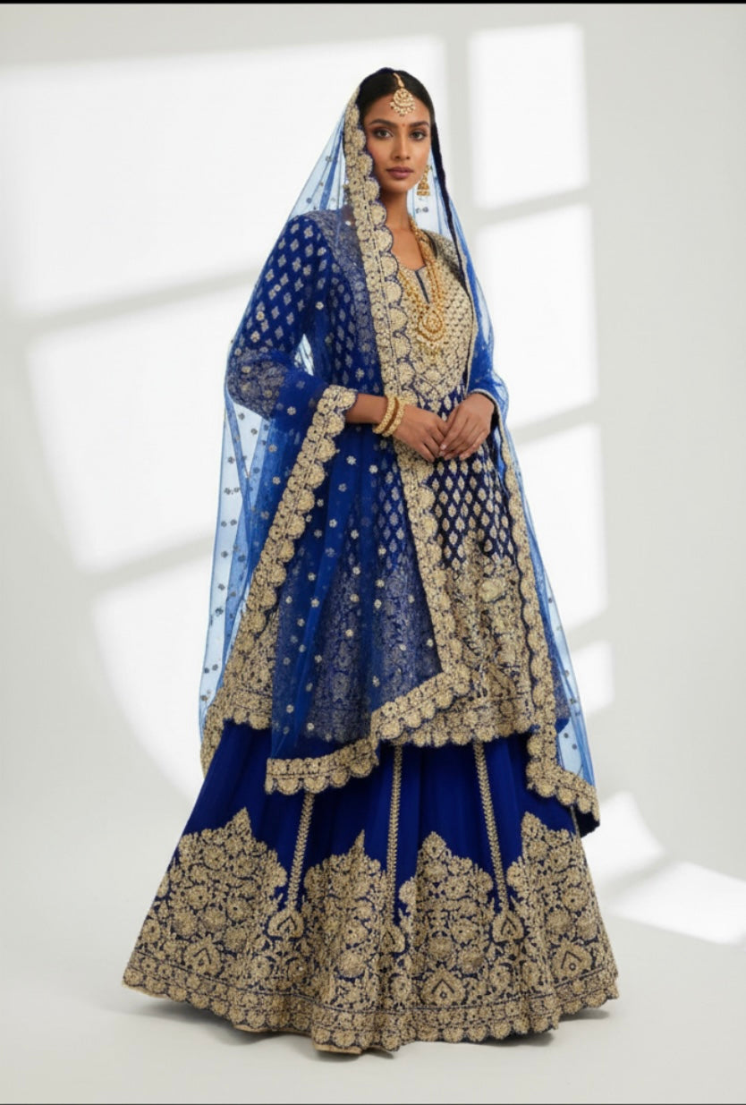 Royal Blue Anarkali Lehenga