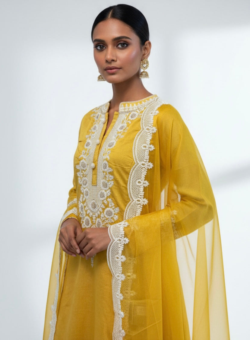 Mustard Yellow Formal Salwar suit