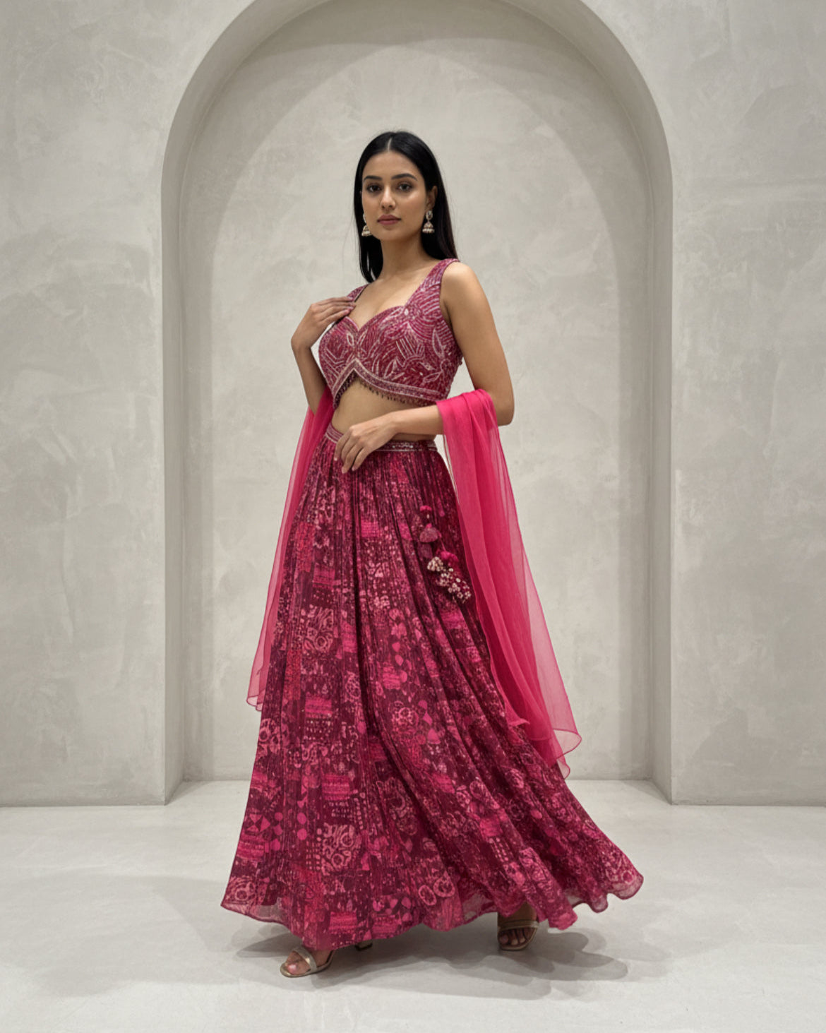 Vibrant Fuchsia Pink Lehenga Set