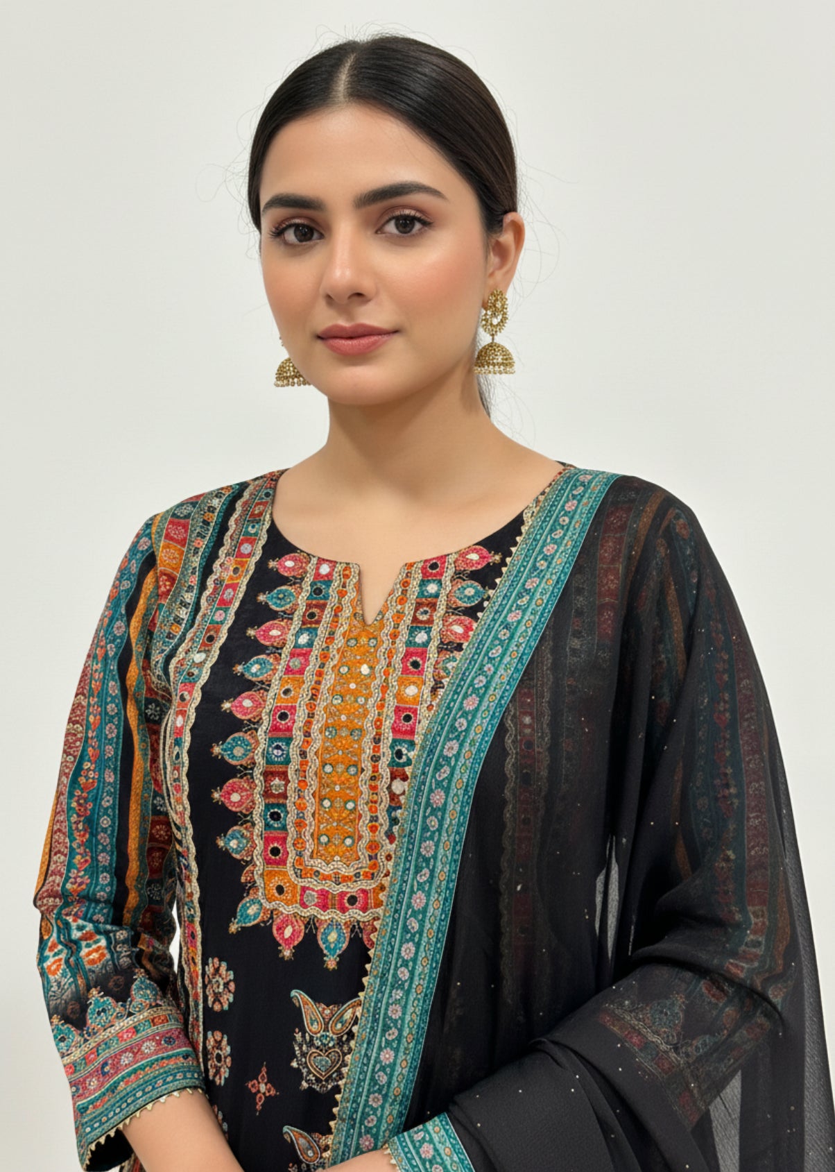 Black Embroidered Suit set