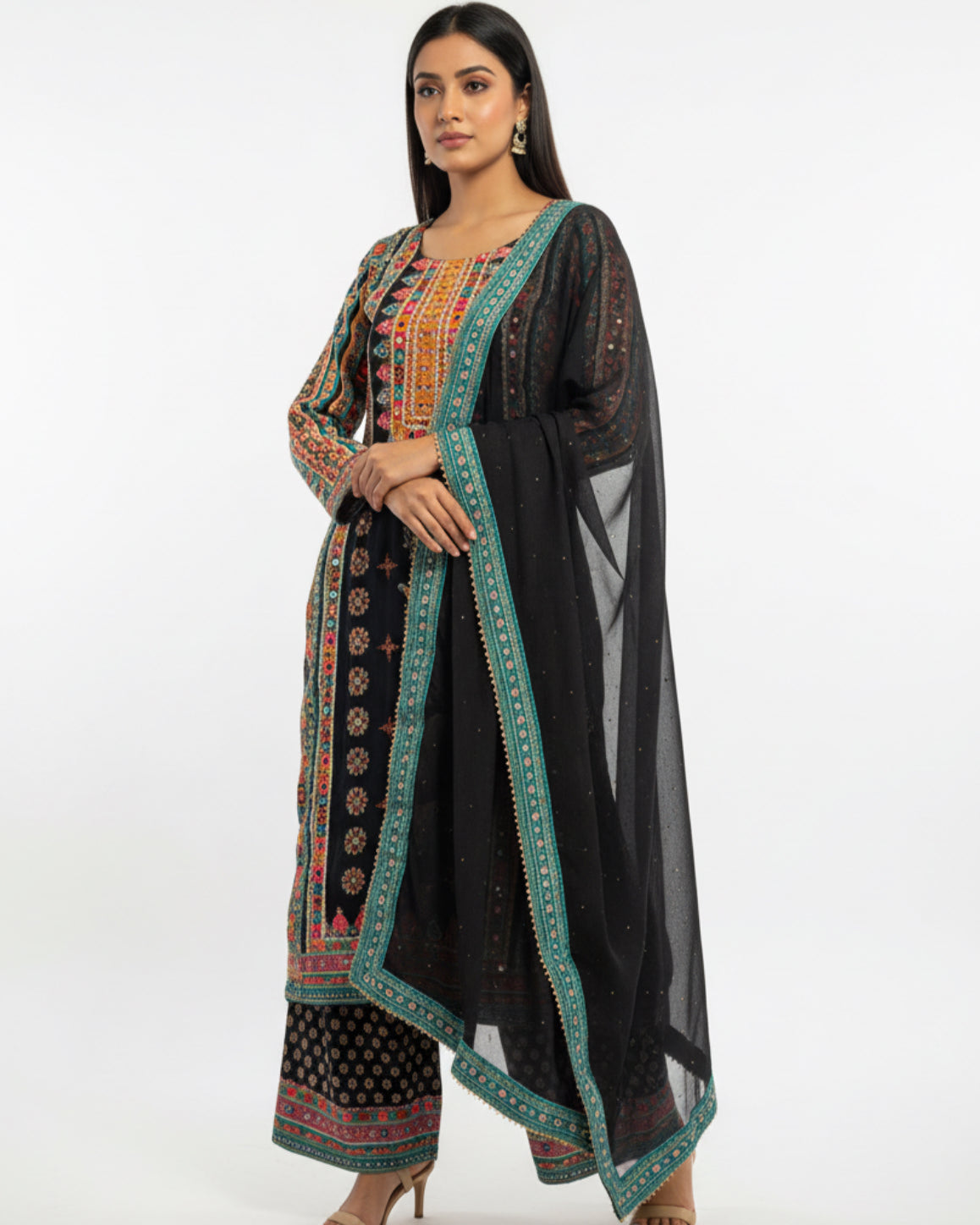 Black Embroidered Suit set