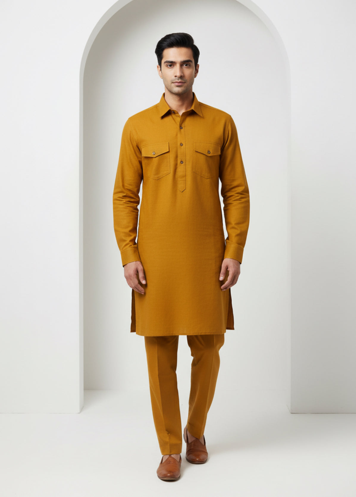 Mustard Yellow Classic Kurta Pajama Set for Men