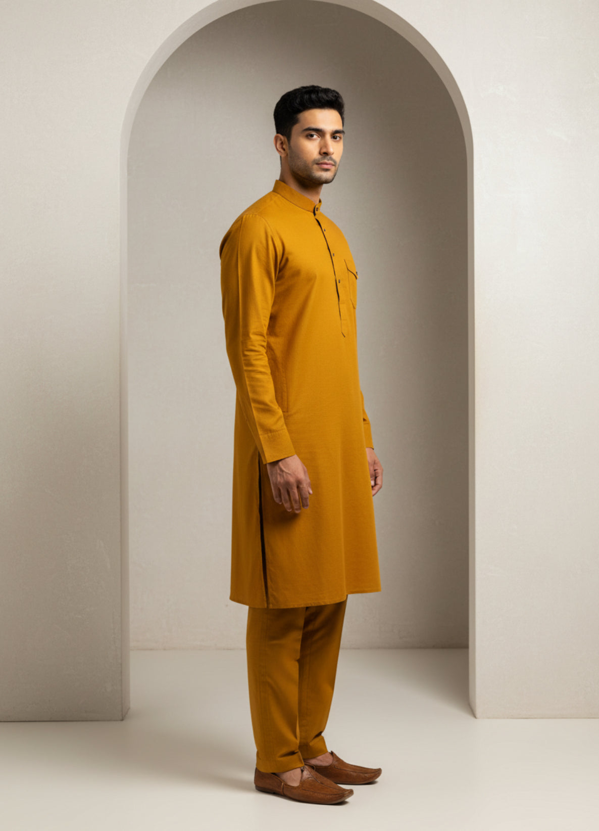 Mustard Yellow Classic Kurta Pajama Set for Men