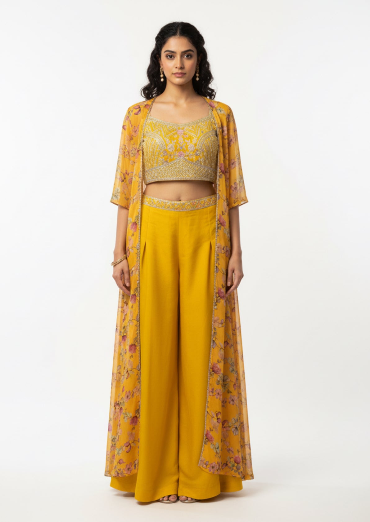 Mustard Yellow Palazzo Pants with Crop top