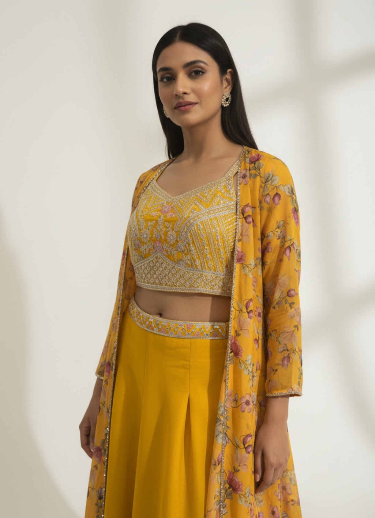 Mustard Yellow Palazzo Pants with Crop top