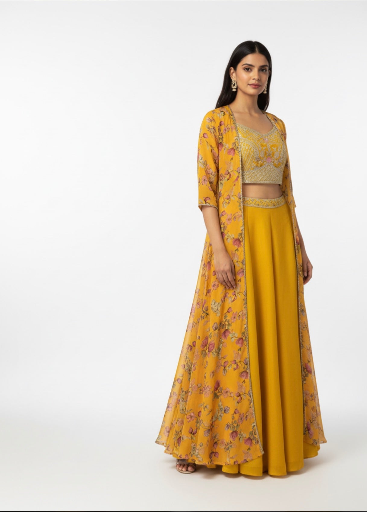 Mustard Yellow Palazzo Pants with Crop top