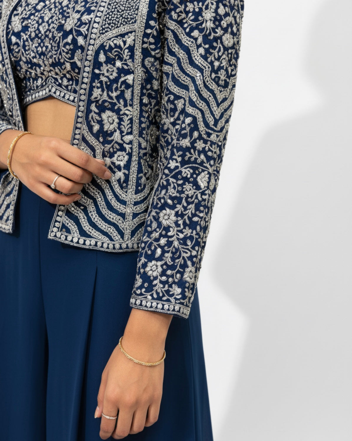 Blue Crop Top with Palazzo Pants
