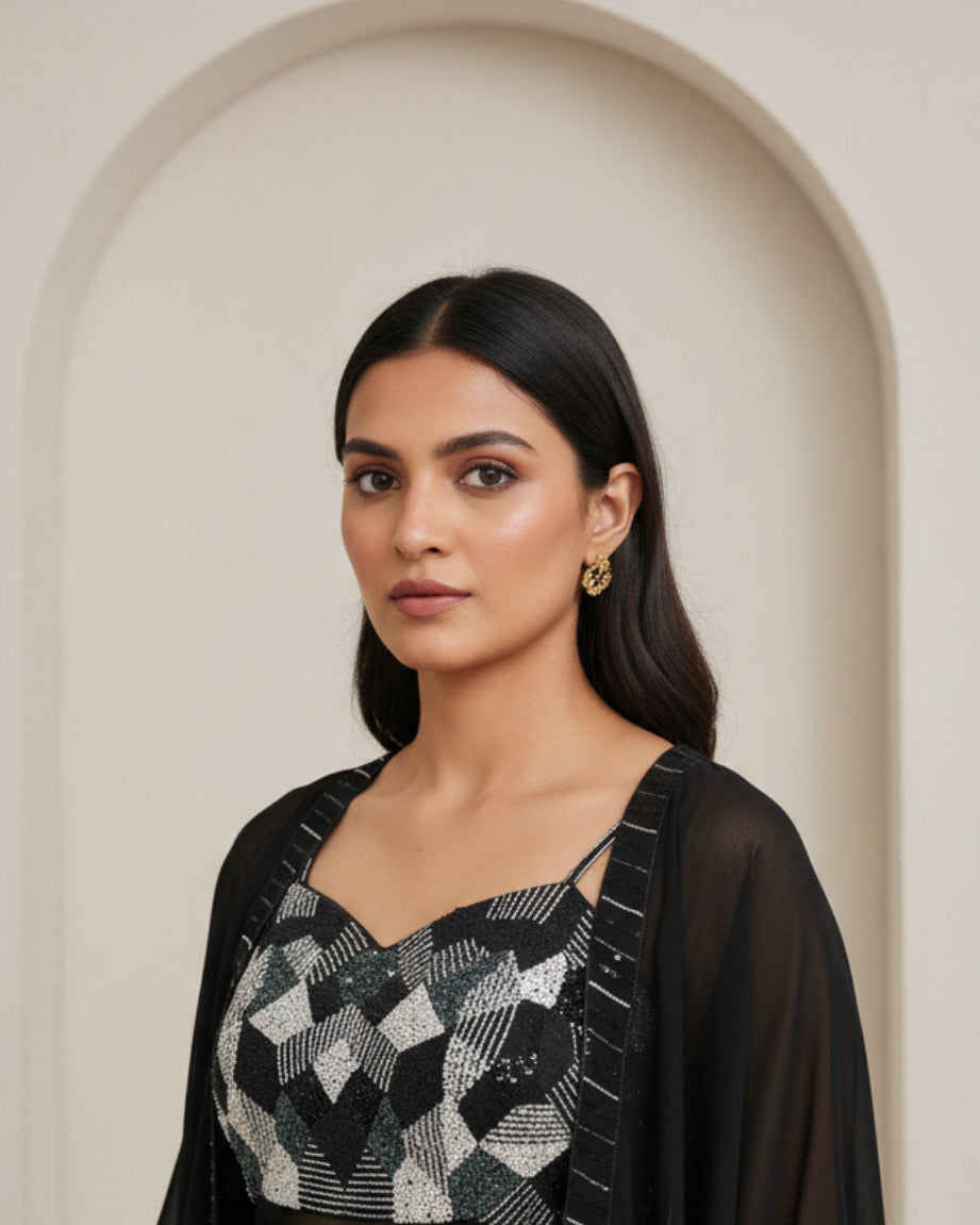 Black three piece evening set