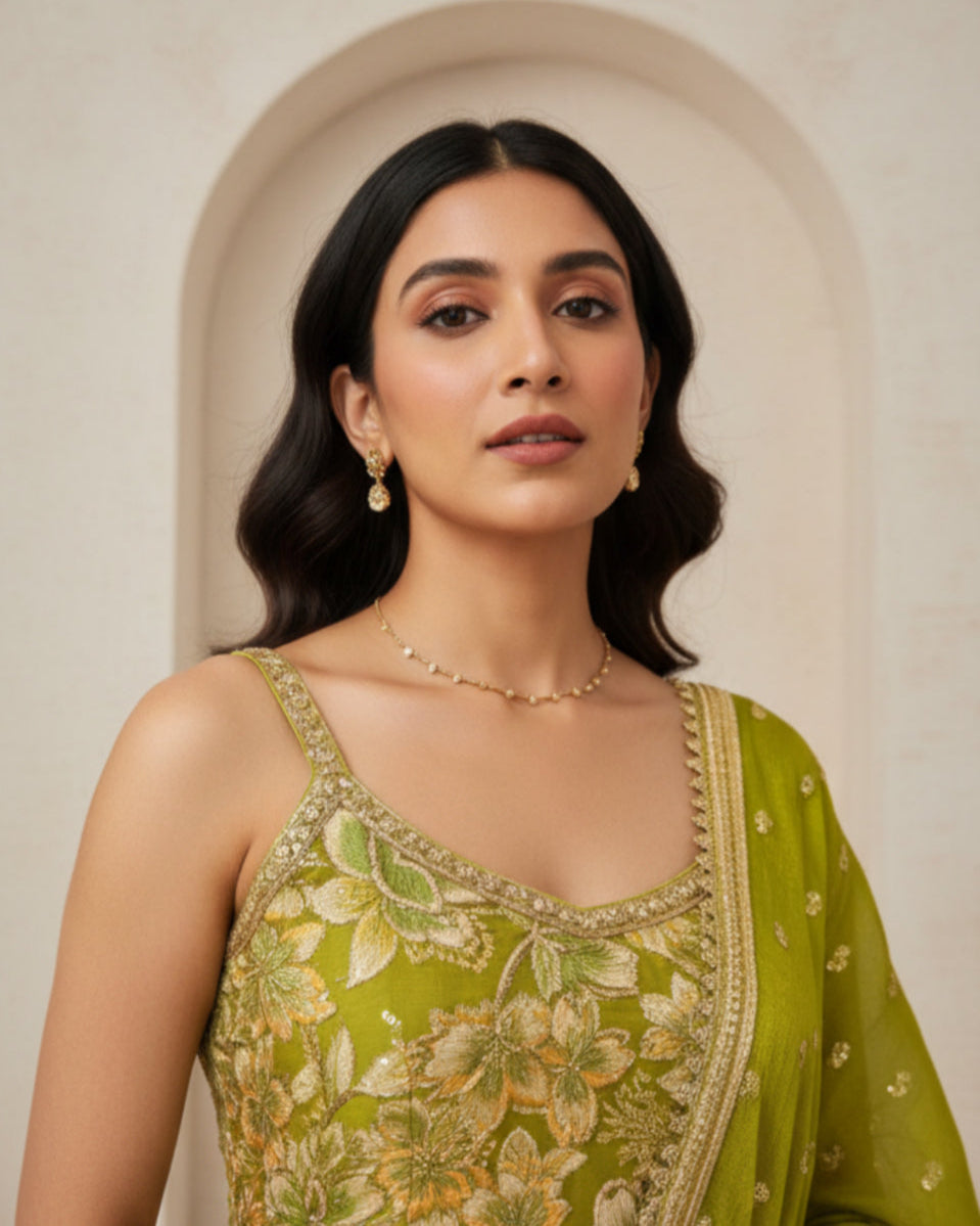 Floral Embroidered Sharara Set