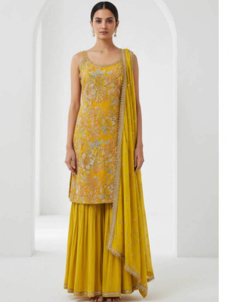 Floral Embroidered Sharara Set