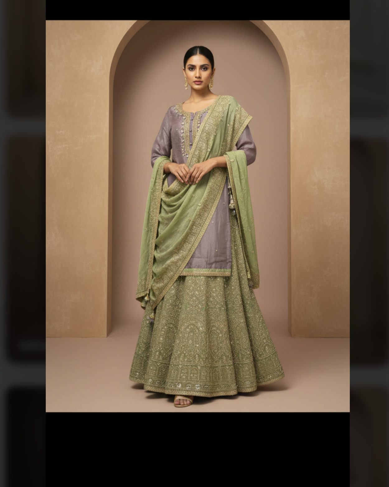 Lavender and Sage Embroidered Lehenga Set