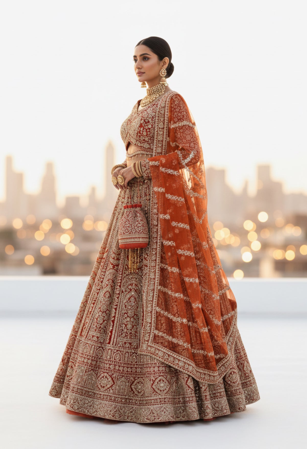 Burnt Orange Heavy Lehenga Set
