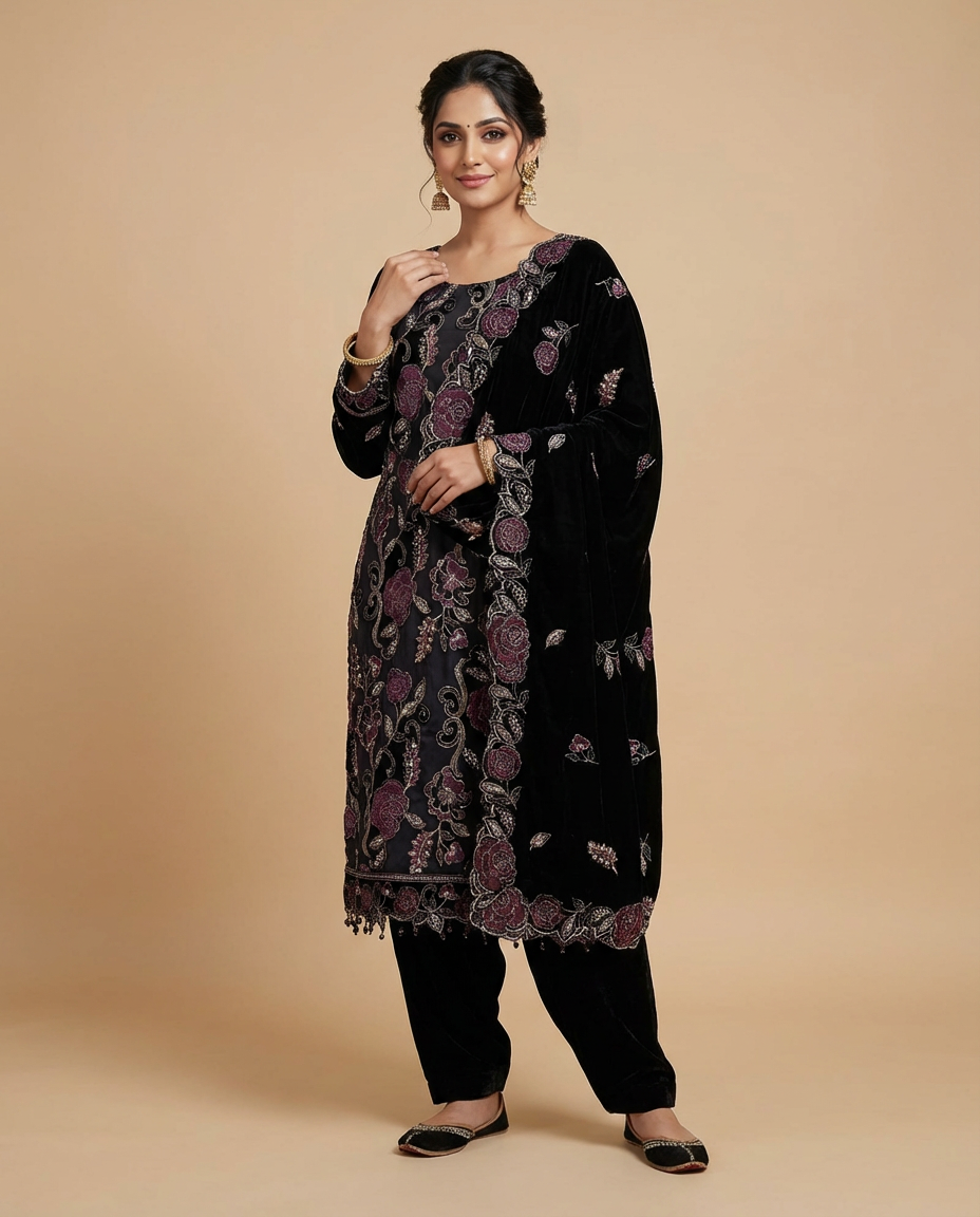 Velvet printed suit