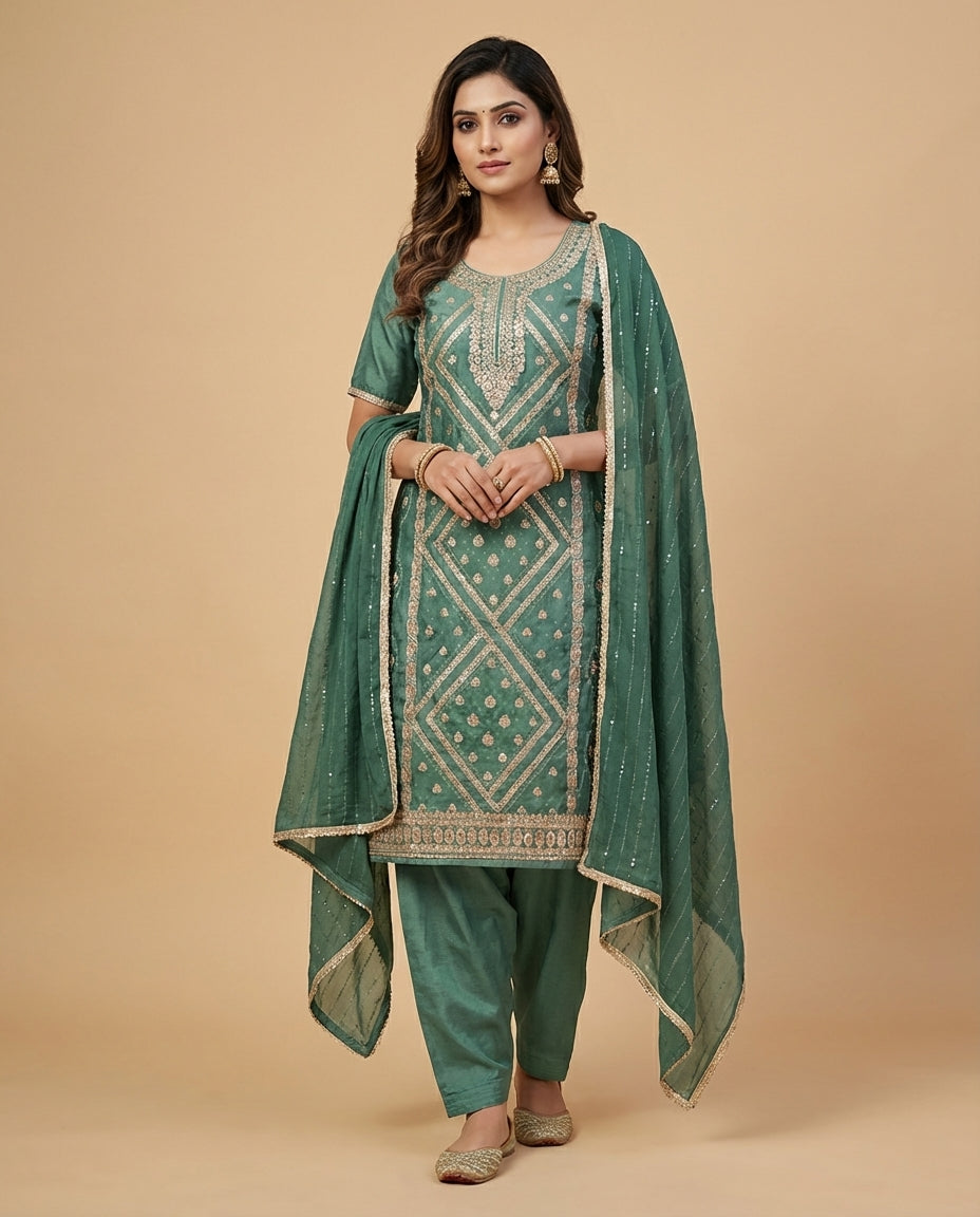 Beautiful embroidered kurta salwar sets