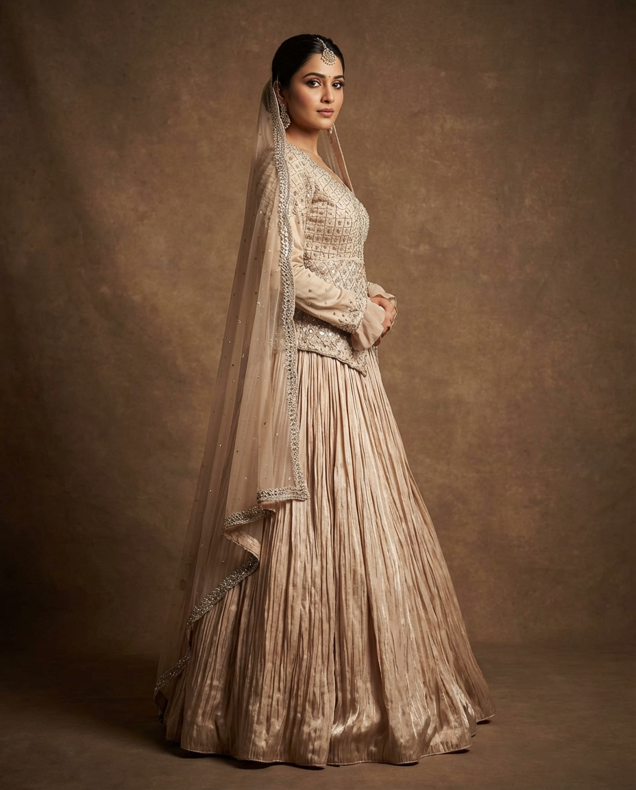 Champagne Gold Formal Lehenga Set