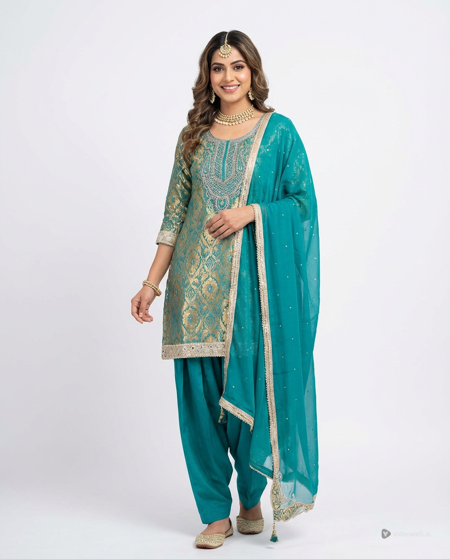 Teal Embroidered Salwar Suit