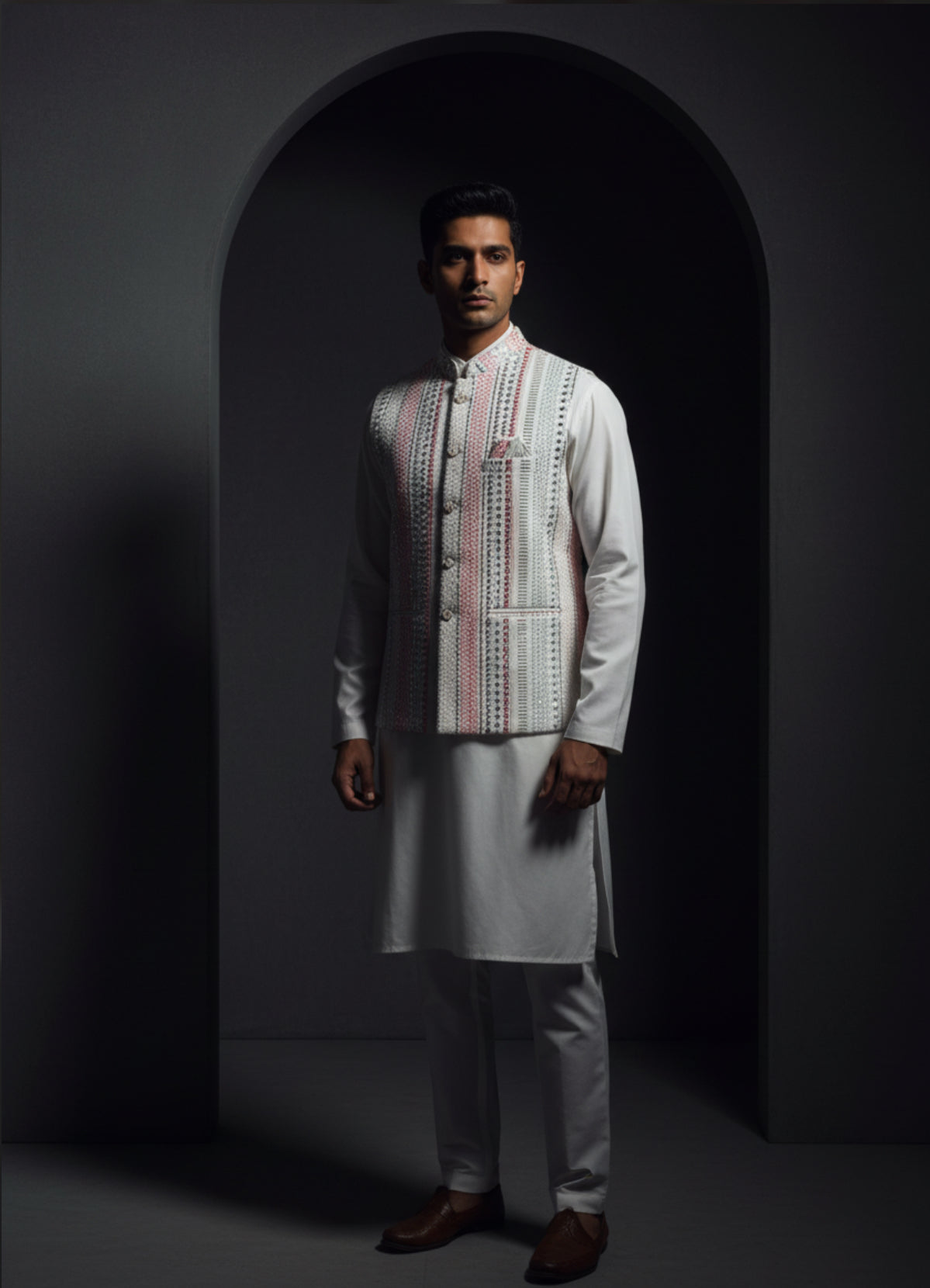 Pastel Embellished Cream Sherwani
